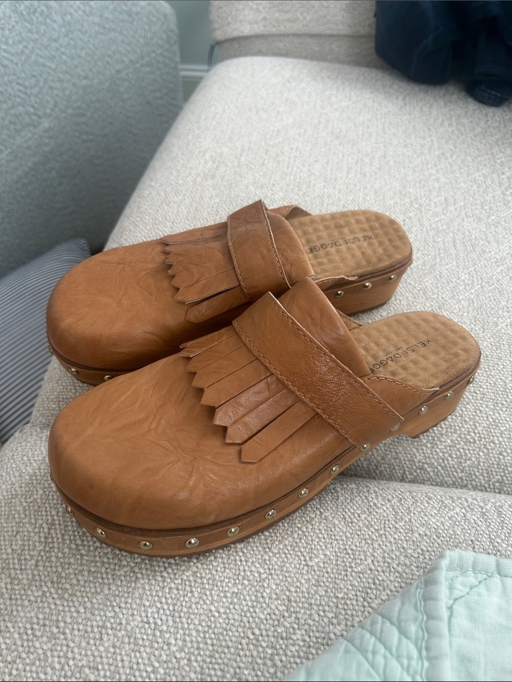 Kelsi Dagger Tan Leather Clog Mule